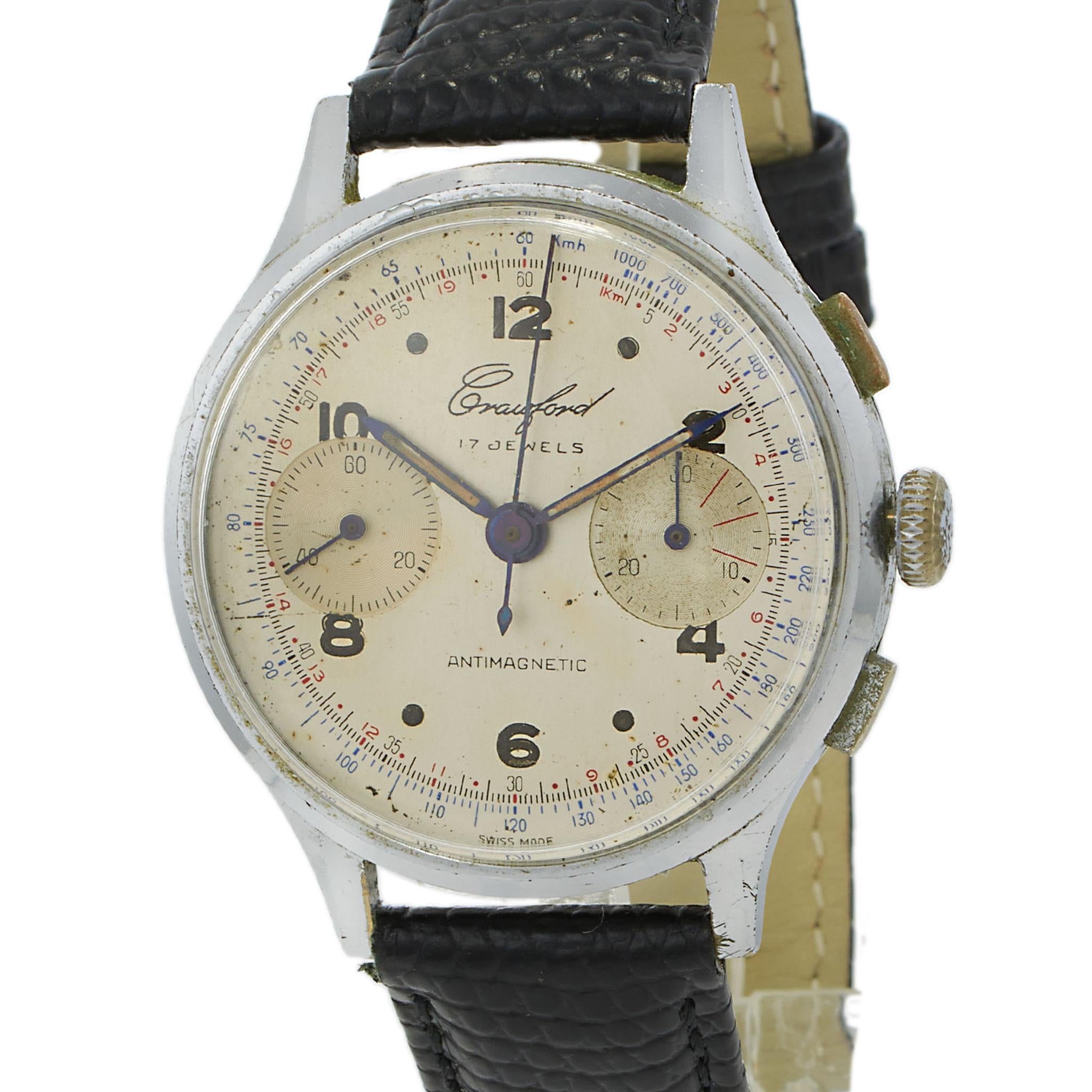 Vintage Circa 1940s Crawford Antimagnetic Chronograph 35MM – Landeron 48