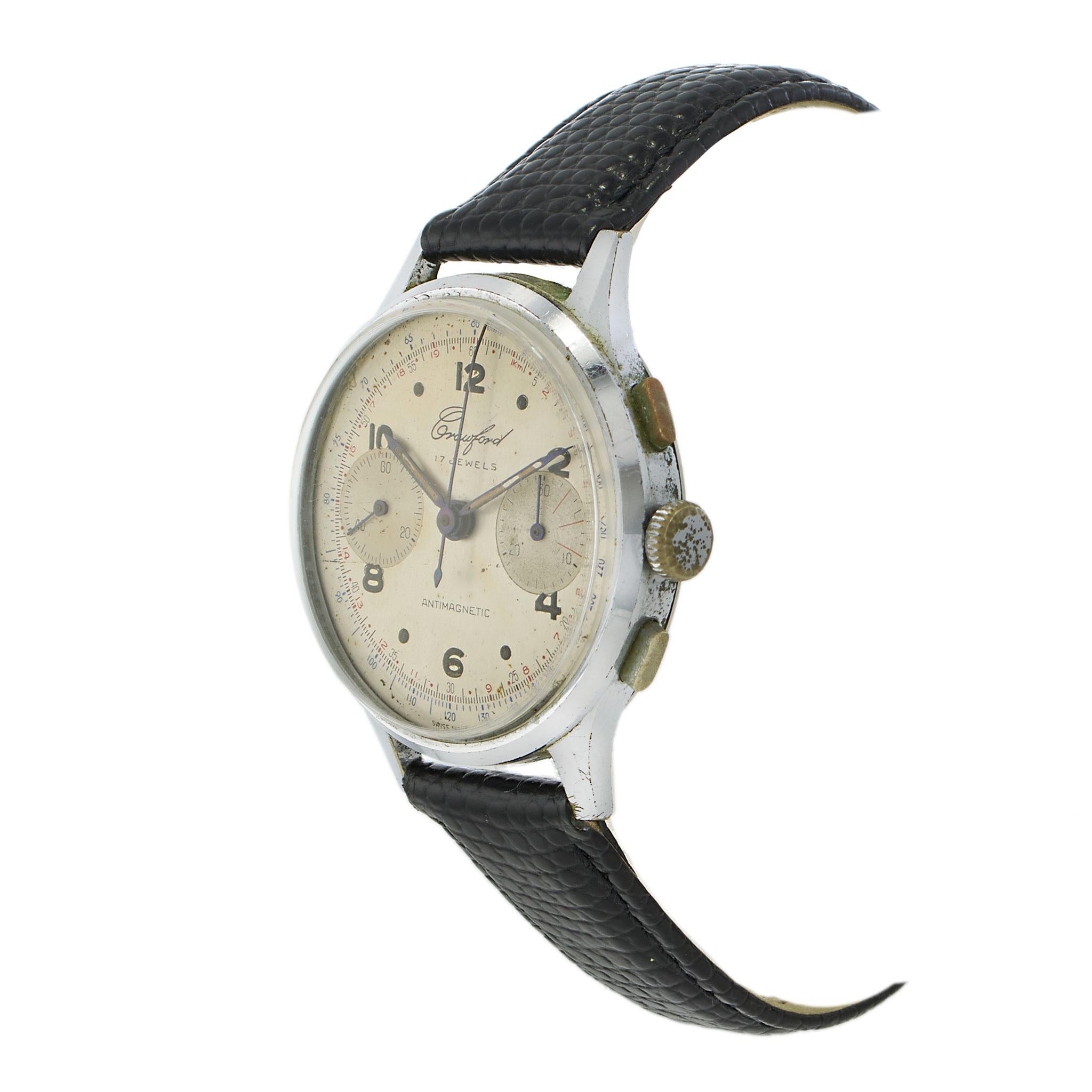 Vintage Circa 1940s Crawford Antimagnetic Chronograph 35MM – Landeron 48