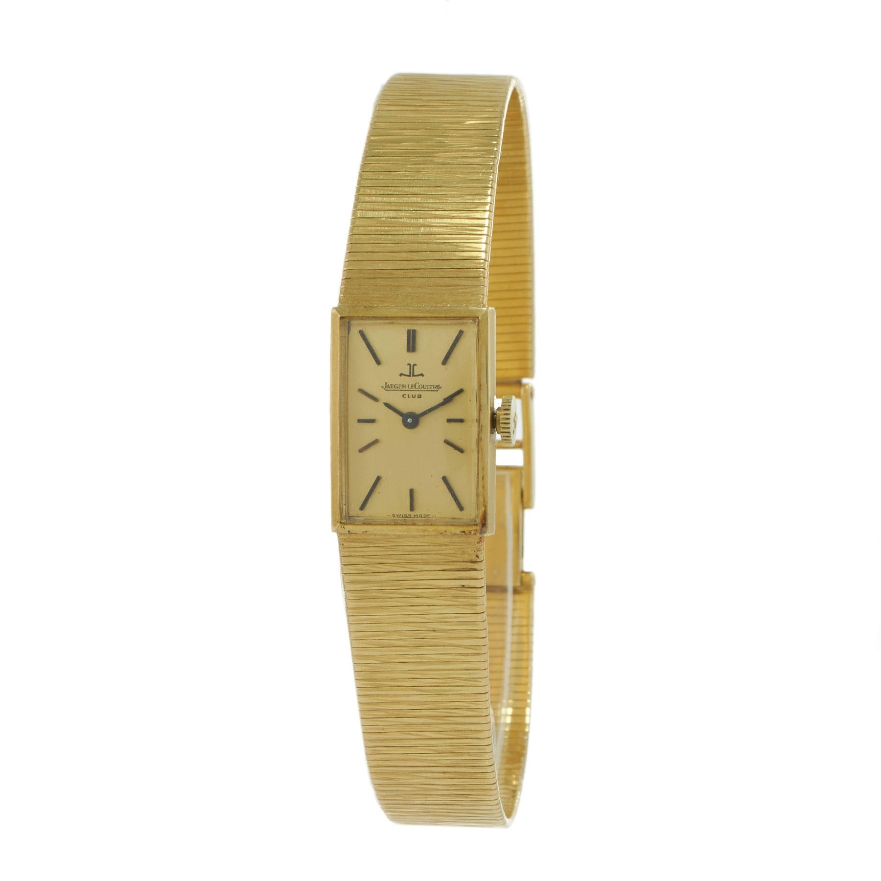 Vintage 1970 Jaeger-LeCoultre Club 18KT Gold Rectangular Bracelet Watch