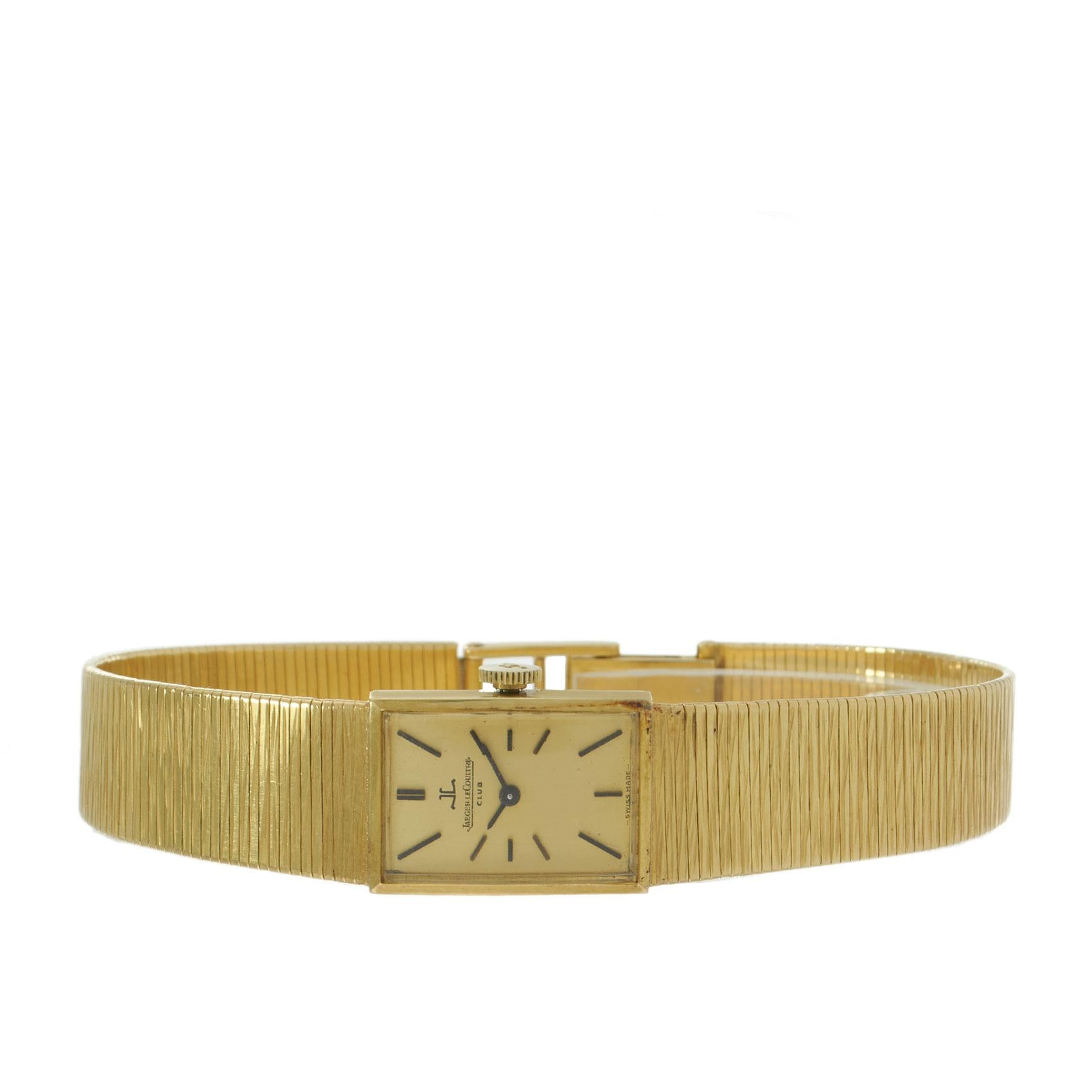 Vintage 1970 Jaeger-LeCoultre Club 18KT Gold Rectangular Bracelet Watch