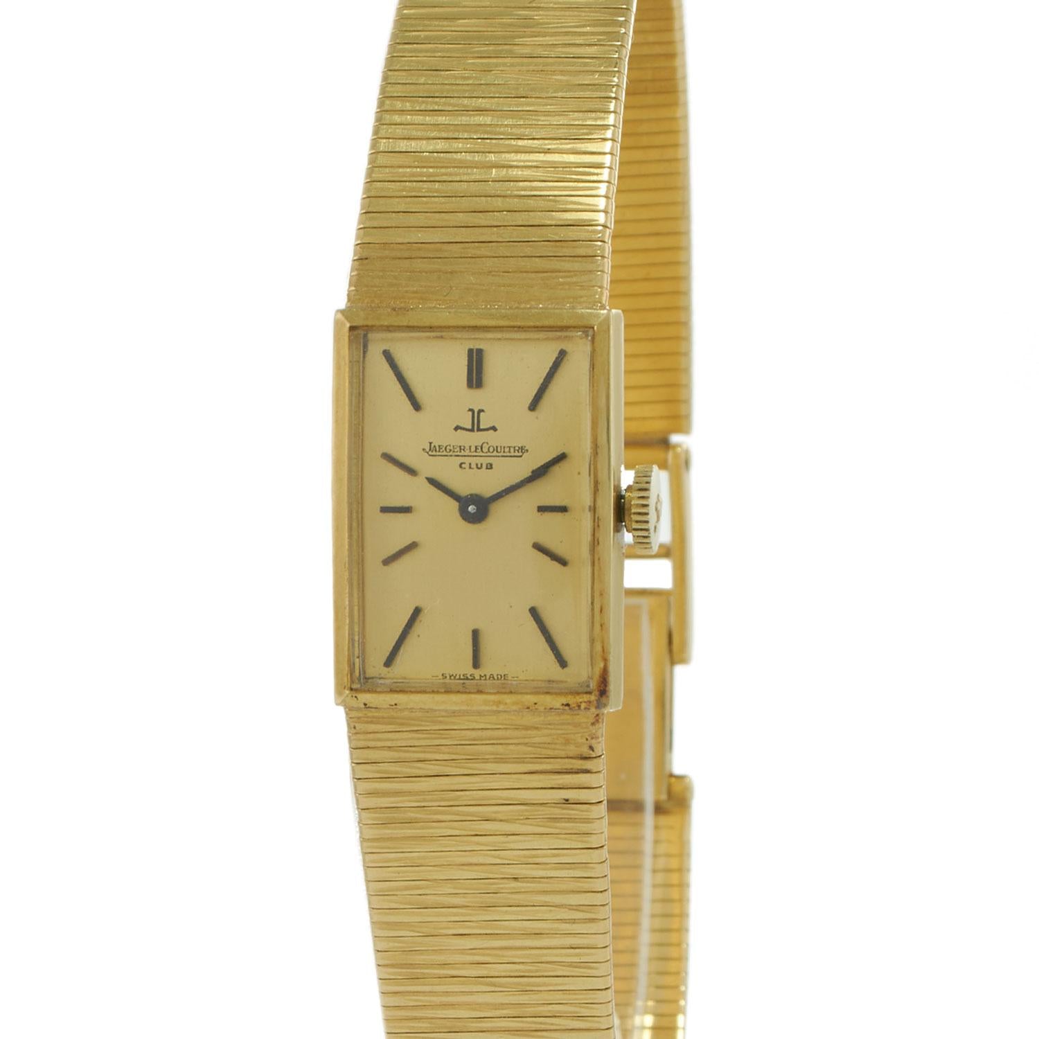 Vintage 1970 Jaeger-LeCoultre Club 18KT Gold Rectangular Bracelet Watch