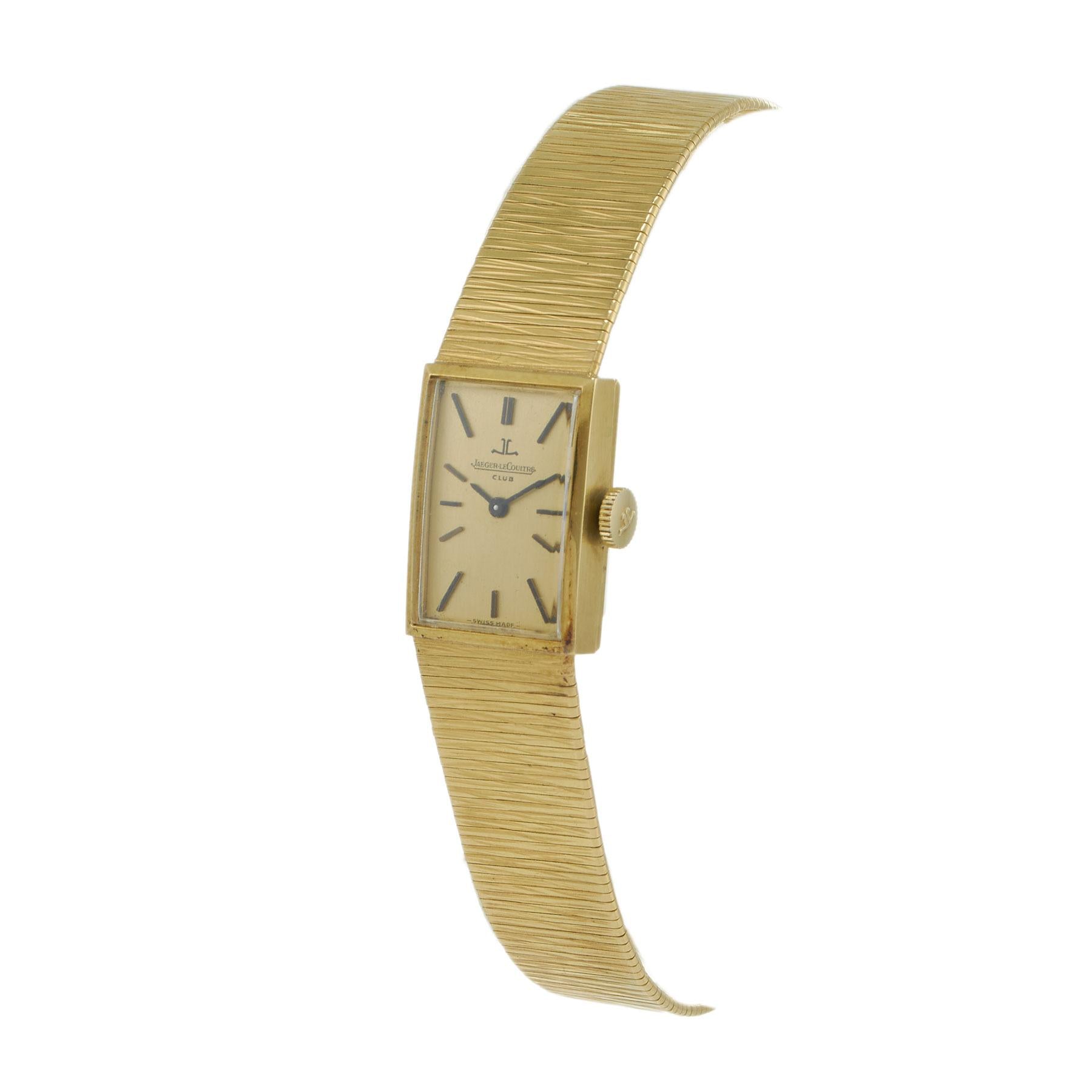 Vintage 1970 Jaeger-LeCoultre Club 18KT Gold Rectangular Bracelet Watch