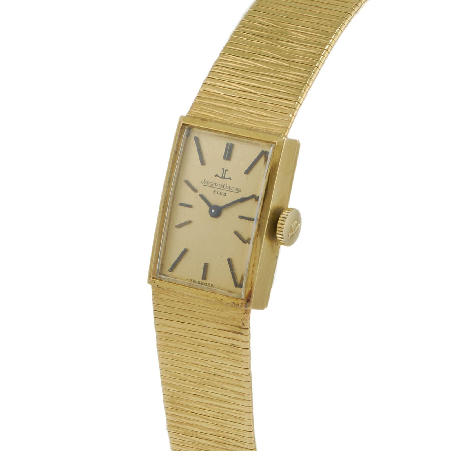 Vintage 1970 Jaeger-LeCoultre Club 18KT Gold Rectangular Bracelet Watch