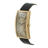 Vintage 1930s Zenith Jumbo 18KT Gold Curved Rectangular Art Deco Dial