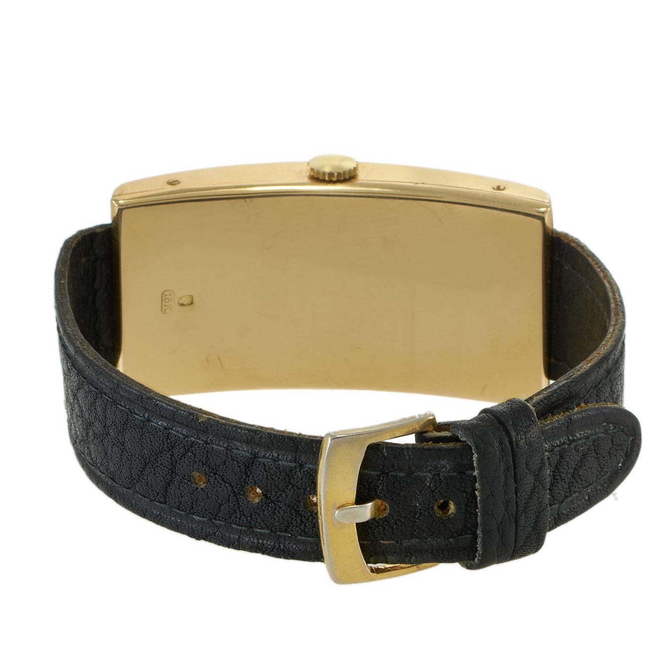 Vintage 1930s Zenith Jumbo 18KT Gold Curved Rectangular Art Deco Dial
