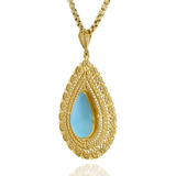 Victorian Era 18KT Yellow Gold Filigree Pendant with Persian Turquoise