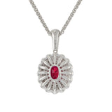 18KT White Gold IGI Certified Ruby and Diamond Pendant with Chain