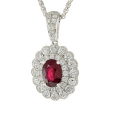 18KT White Gold IGI Certified Ruby and Diamond Pendant with Chain