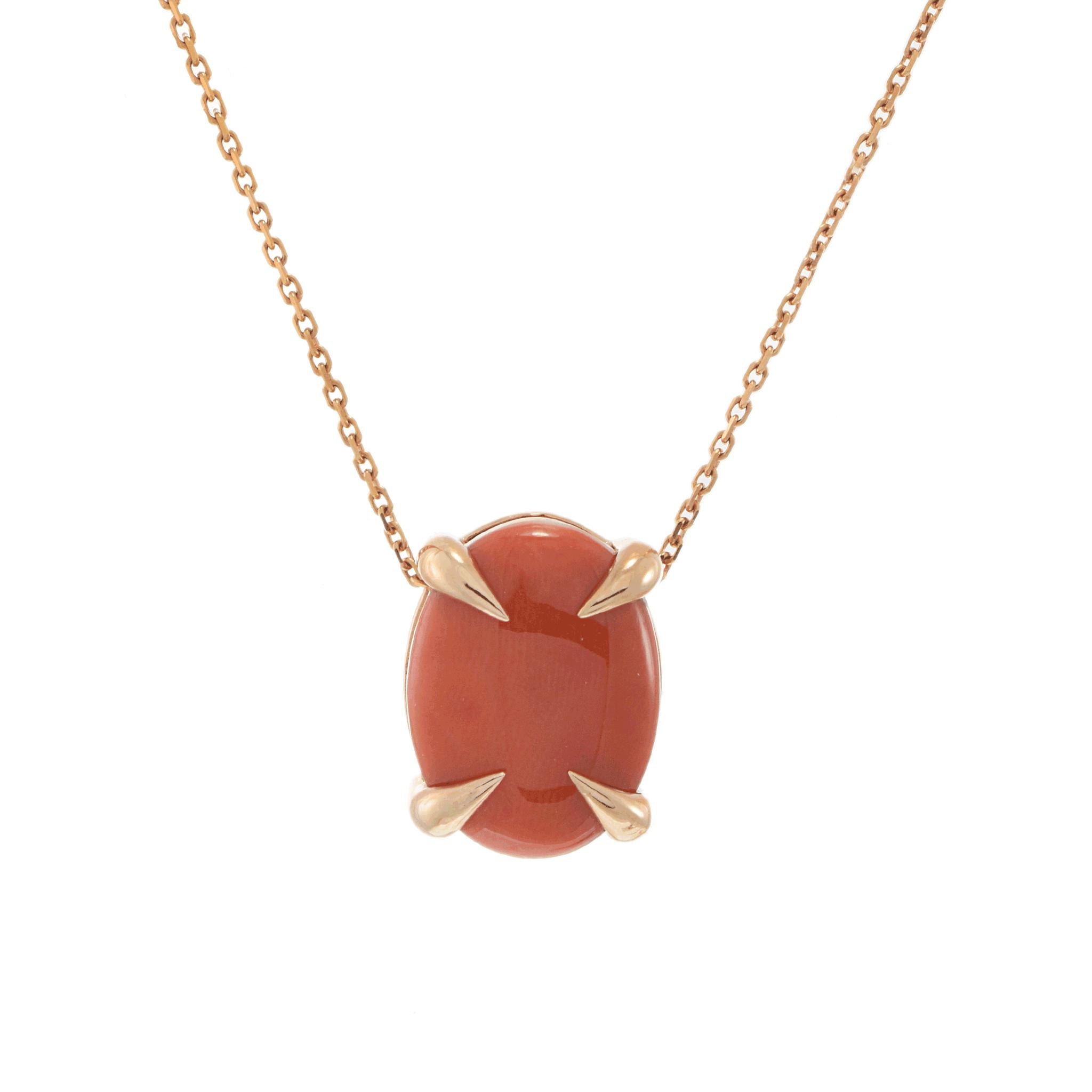 14KT Rose Gold Genuine Coral Pendant Necklace