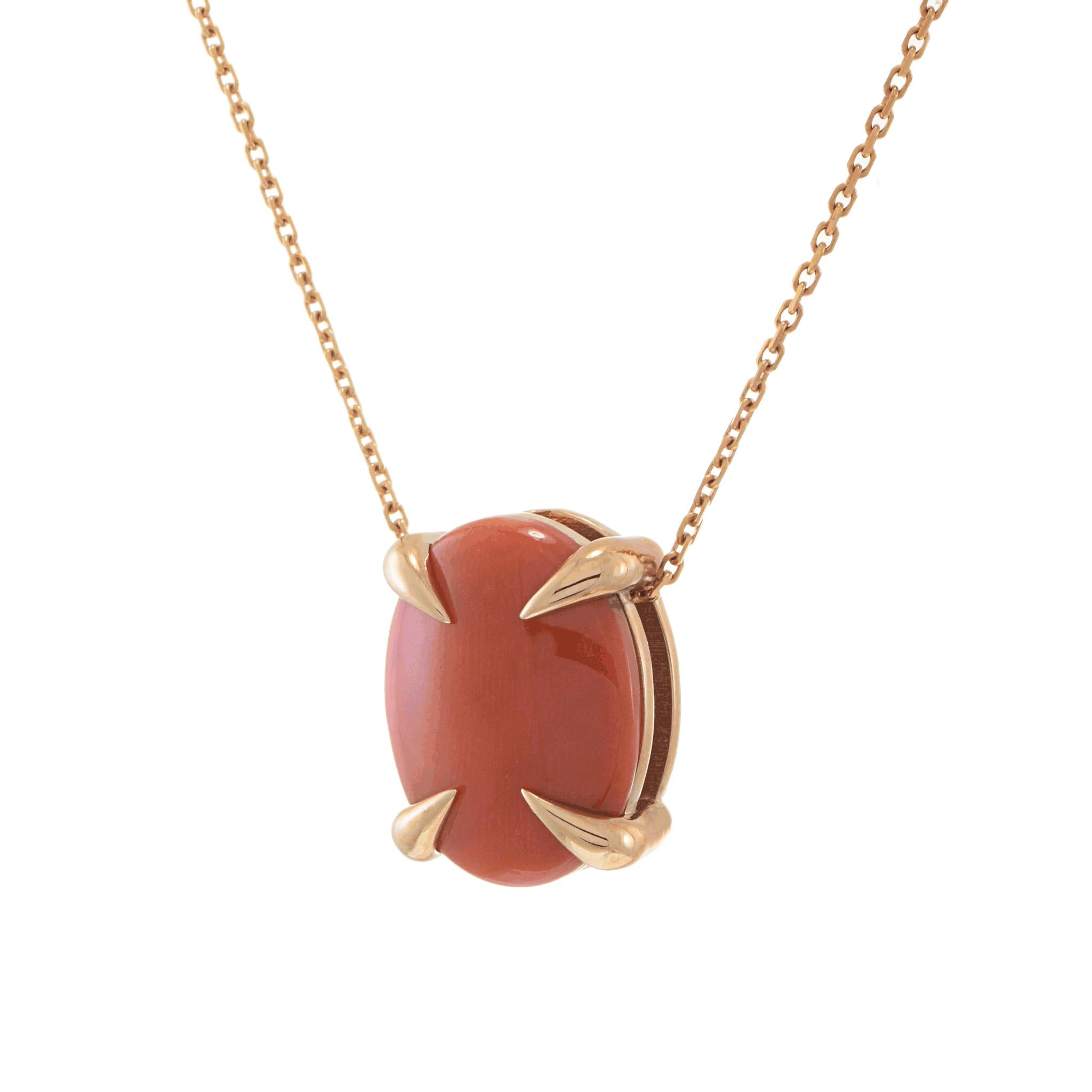 14KT Rose Gold Genuine Coral Pendant Necklace