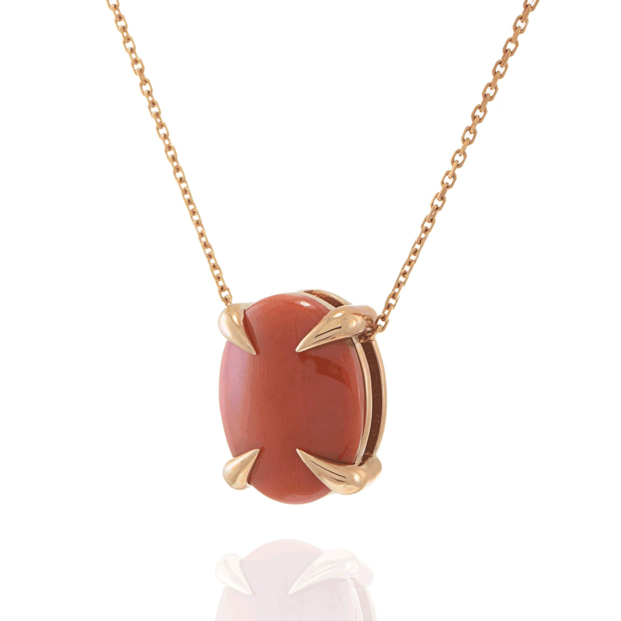 14KT Rose Gold Genuine Coral Pendant Necklace