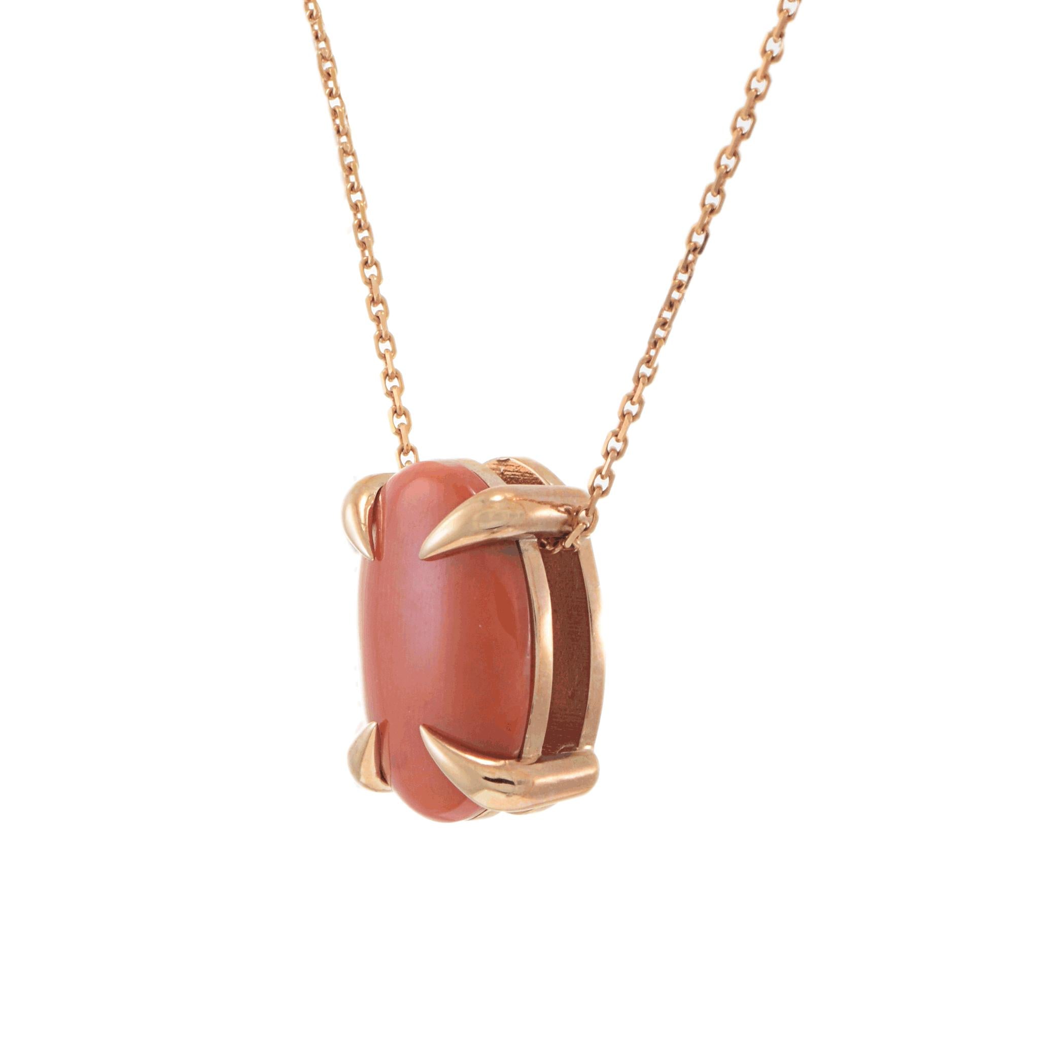 14KT Rose Gold Genuine Coral Pendant Necklace