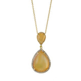 18KT Yellow Gold Mother Of Pearl, Lemon Citrine And Diamond Necklace