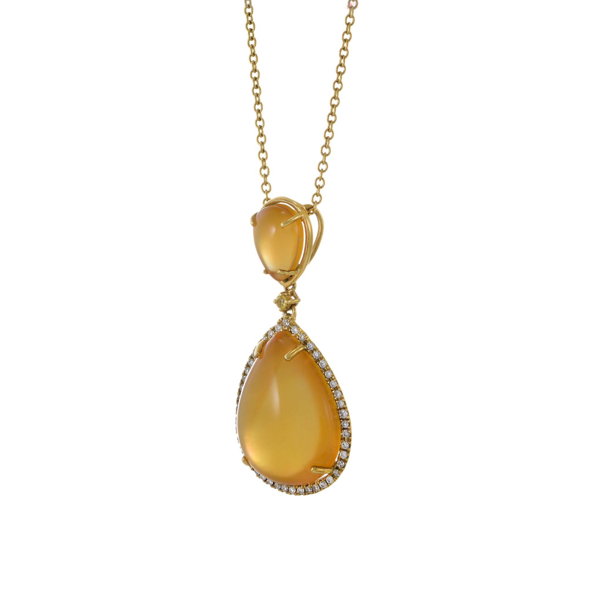 18KT Yellow Gold Mother Of Pearl, Lemon Citrine And Diamond Necklace