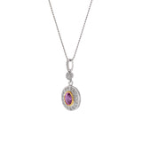 18KT Two-Tone Gold Pink Sapphire And Diamond Pendant Necklace