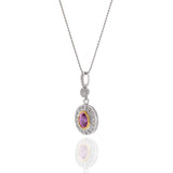 18KT Two-Tone Gold Pink Sapphire And Diamond Pendant Necklace