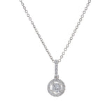 18KT White Gold Halo Diamond Necklace