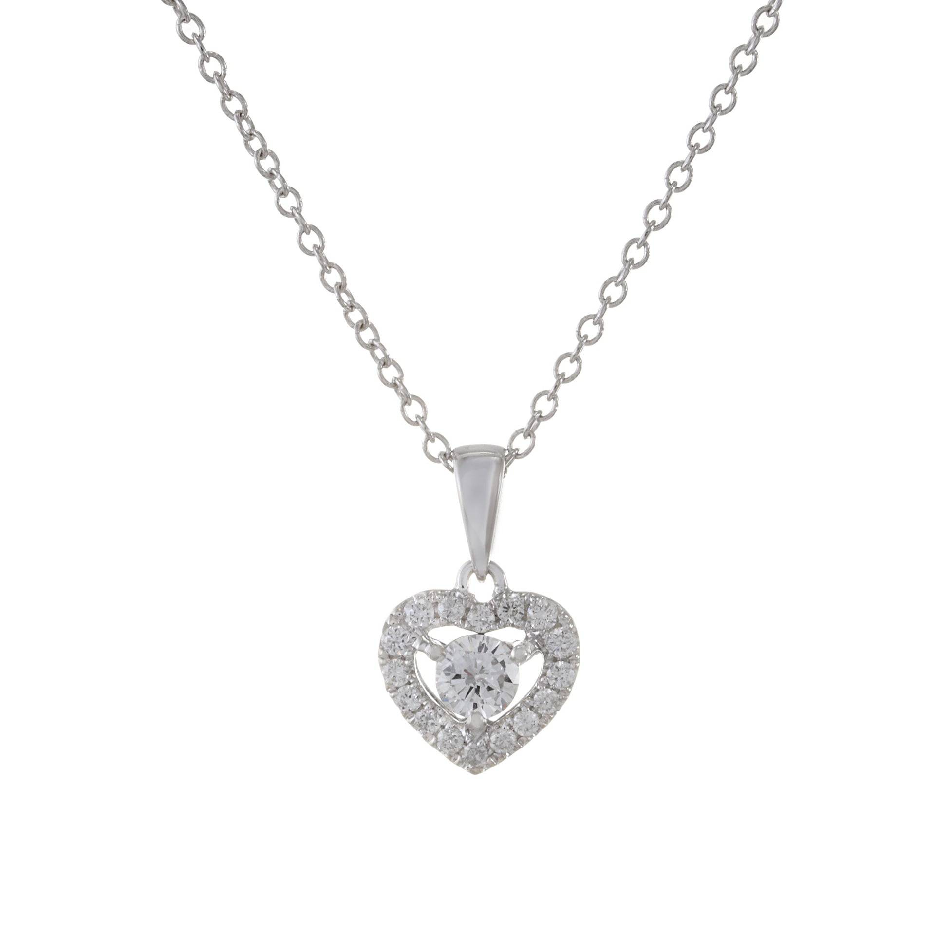 18KT White Gold Halo Heart Diamond Necklace