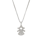 18KT White Gold Diamond Girl Charm Pendant