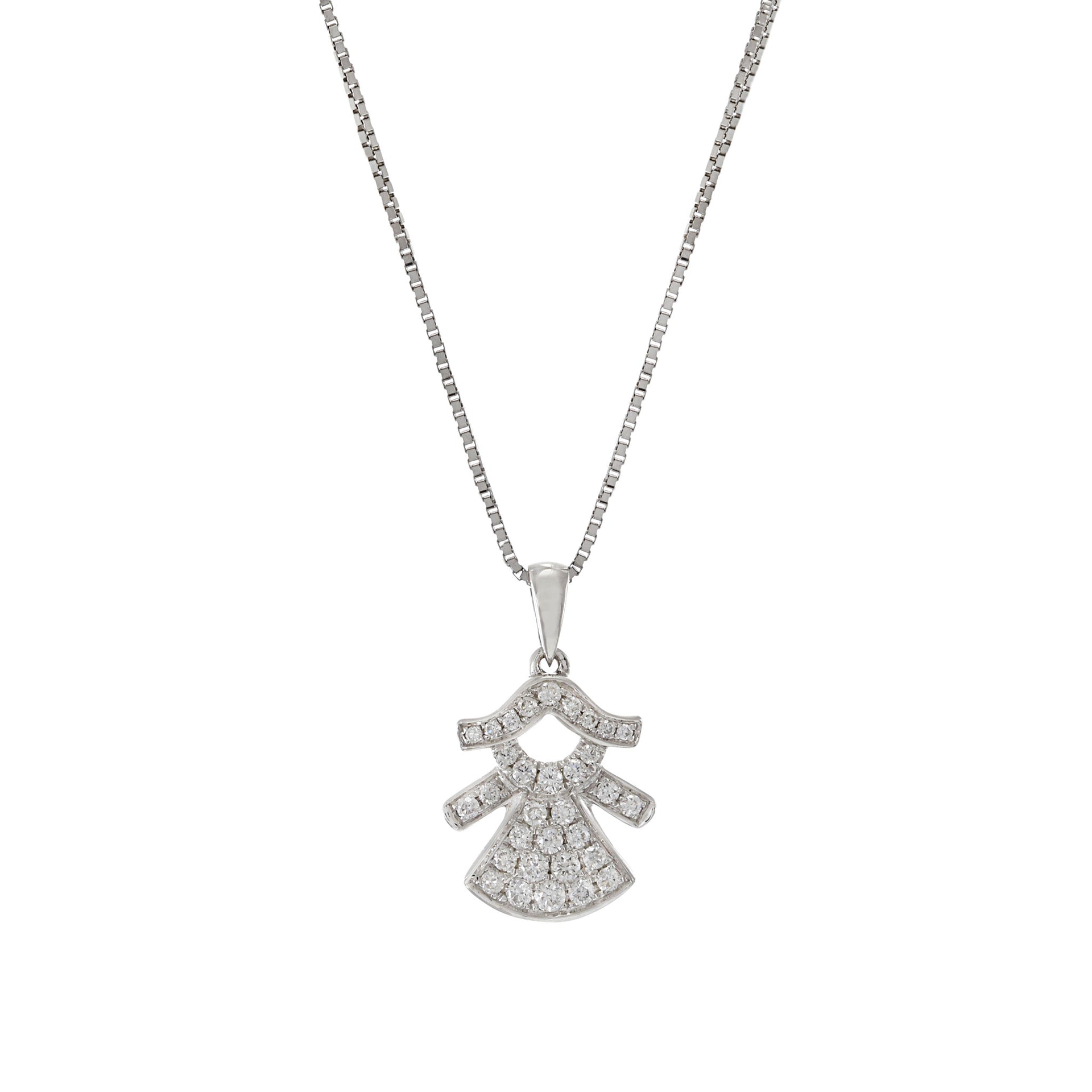 18KT White Gold Diamond Girl Charm Pendant