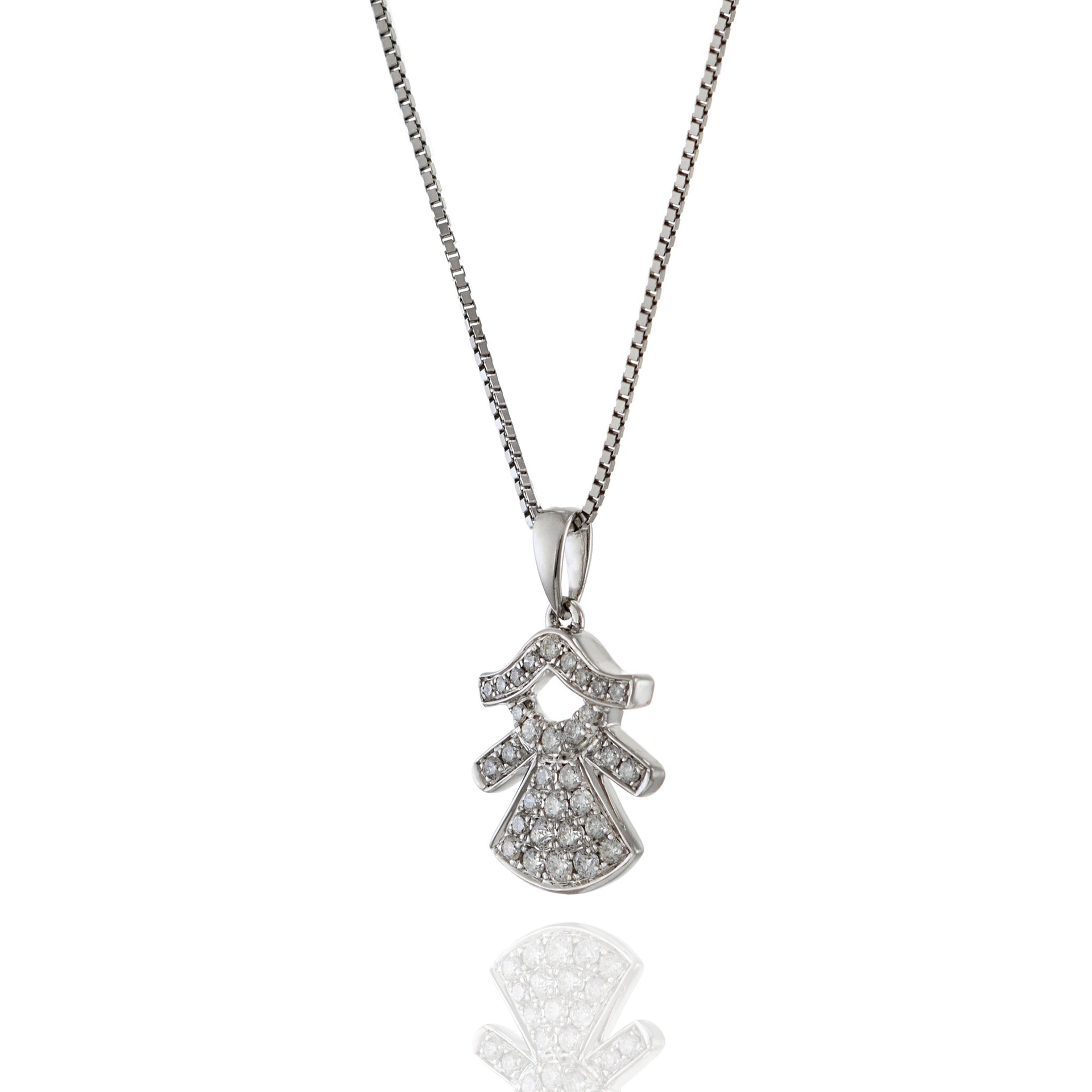 18KT White Gold Diamond Girl Charm Pendant