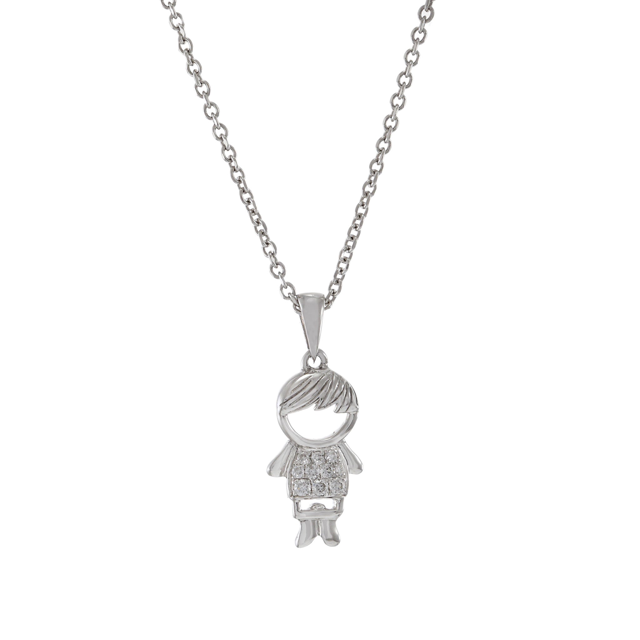 18KT White Gold Diamond Boy Charm Pendant