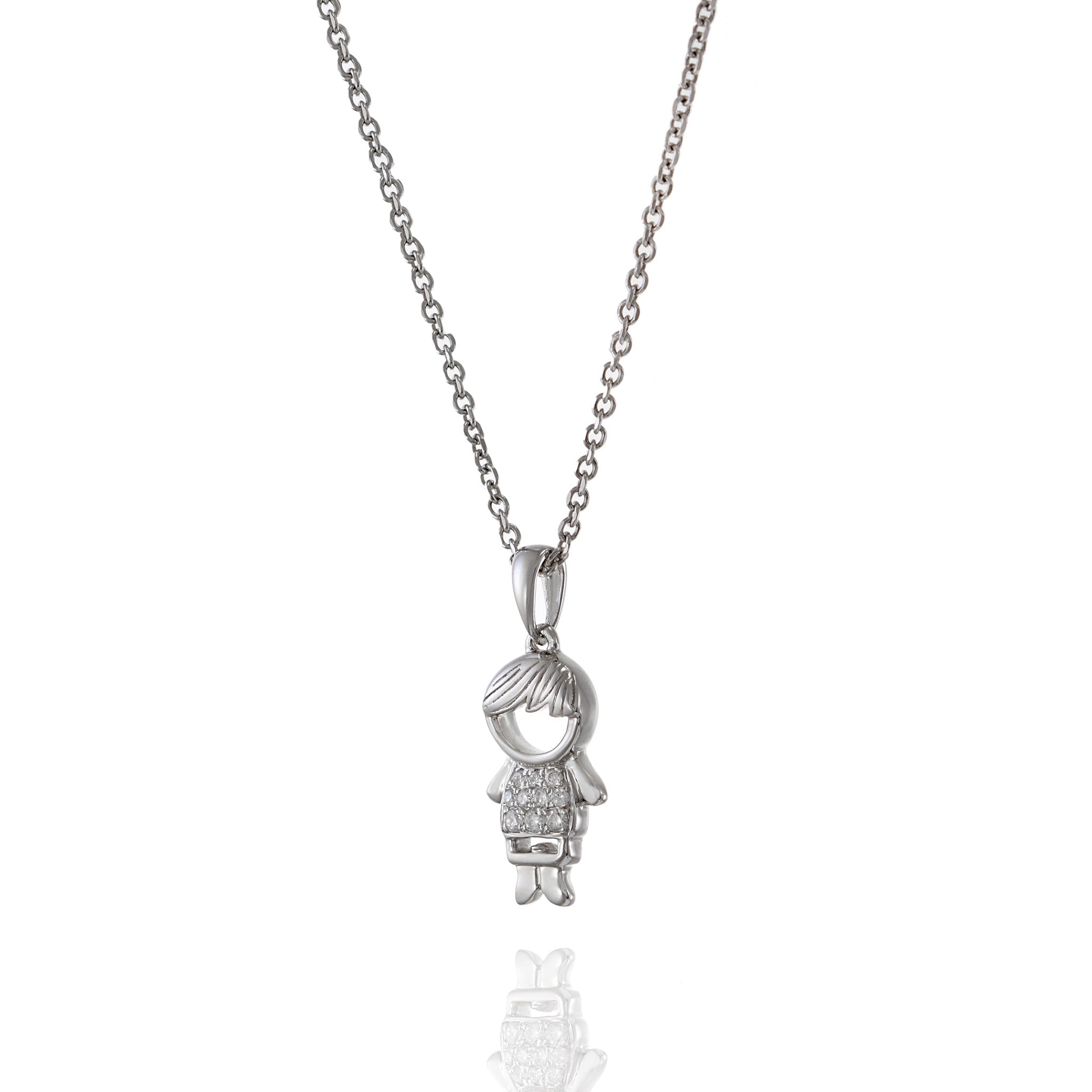 18KT White Gold Diamond Boy Charm Pendant