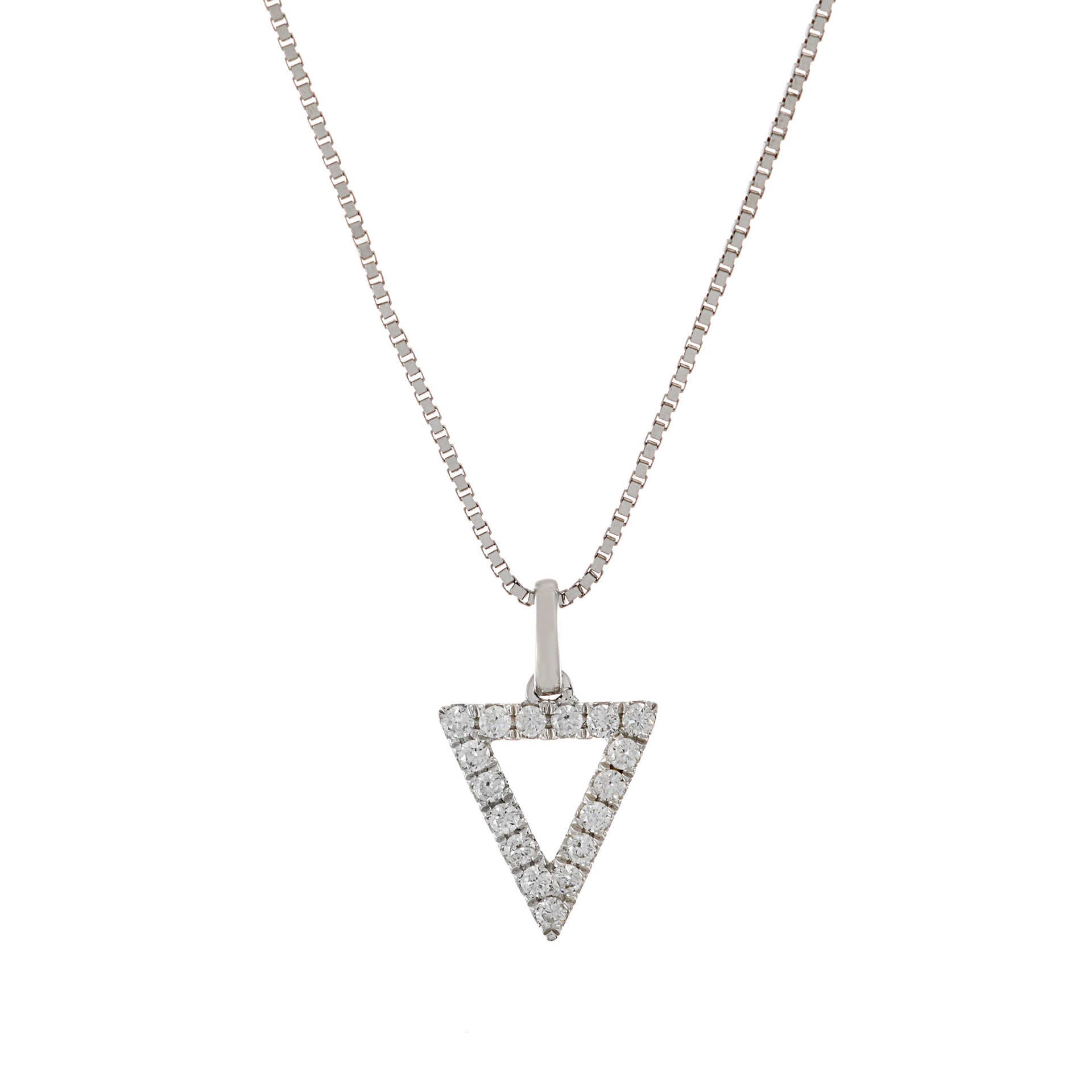 18KT White Gold Triangle Shaped Diamond Pendant