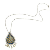 18KT Yellow Gold Antique Victorian Era Enamel, Diamond, and Pearl Pendant