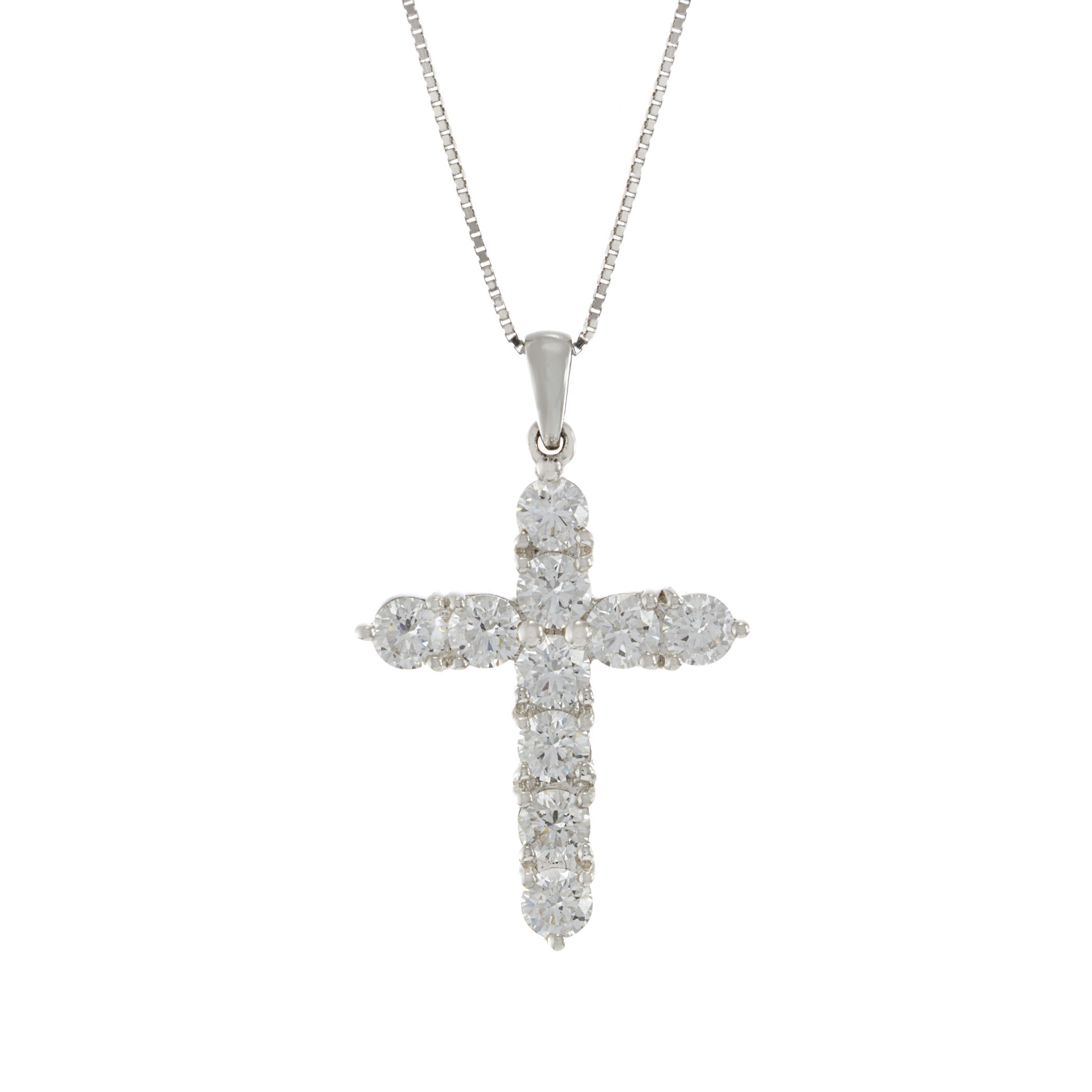 18KT White Gold Diamond Cross Pendant