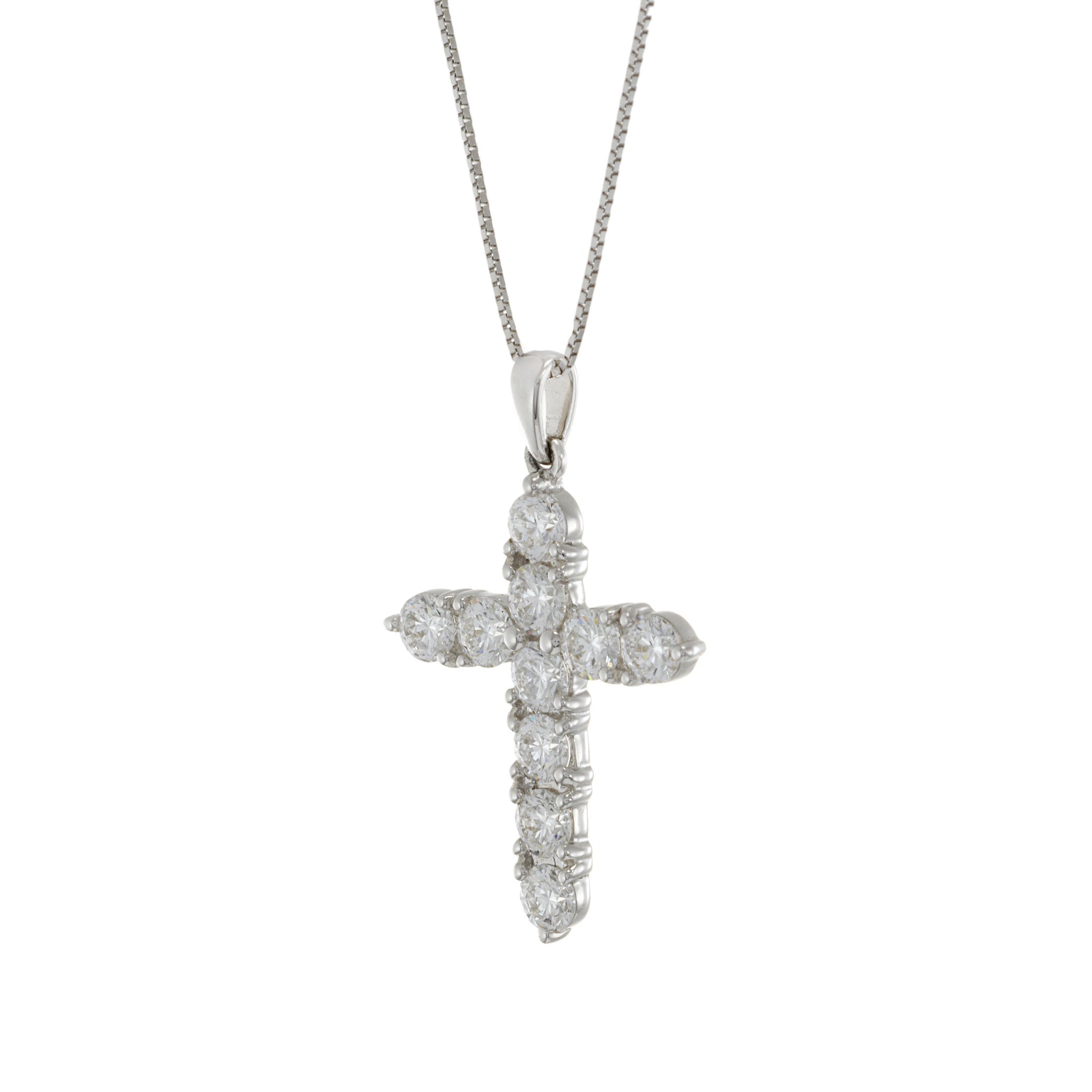 18KT White Gold Diamond Cross Pendant