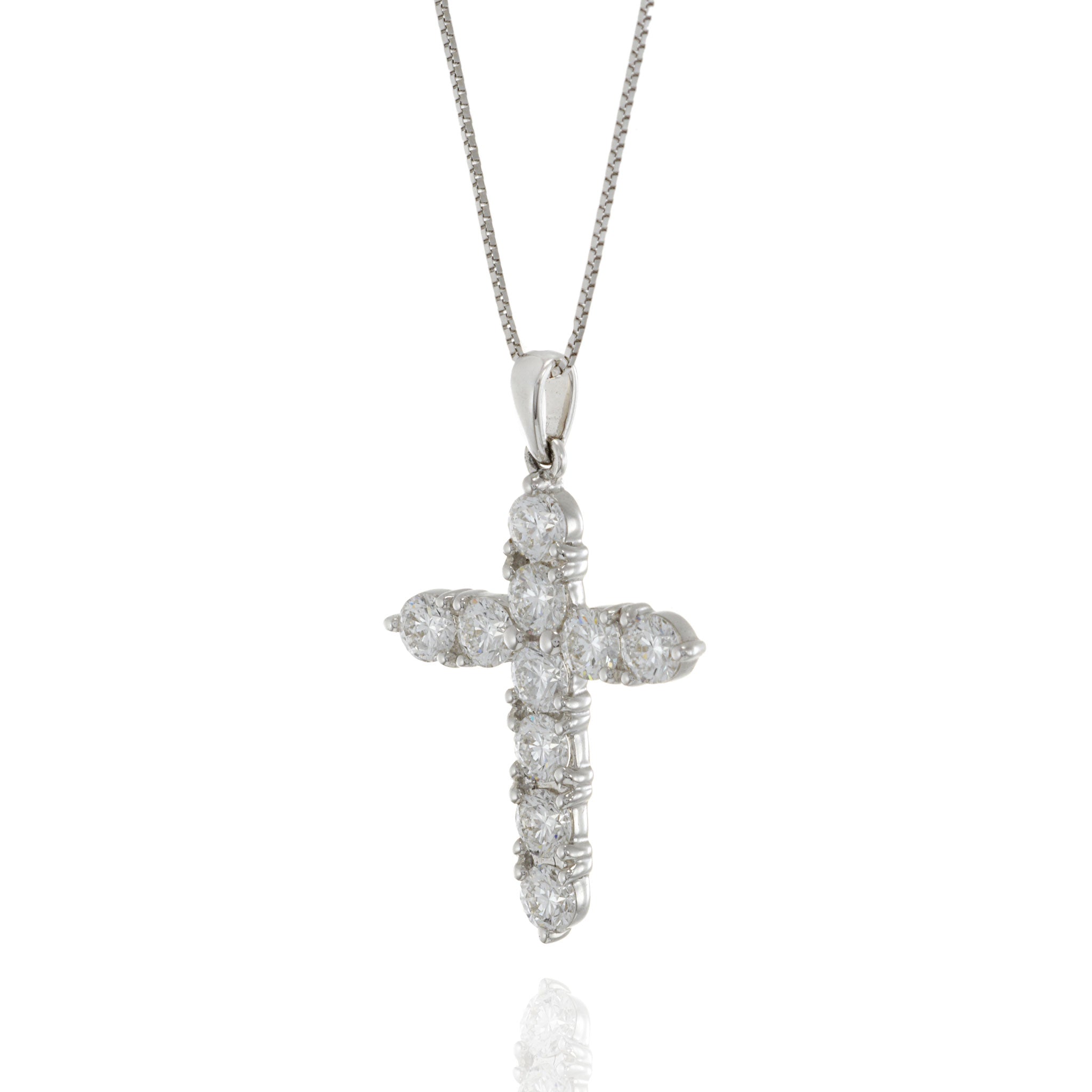 18KT White Gold Diamond Cross Pendant