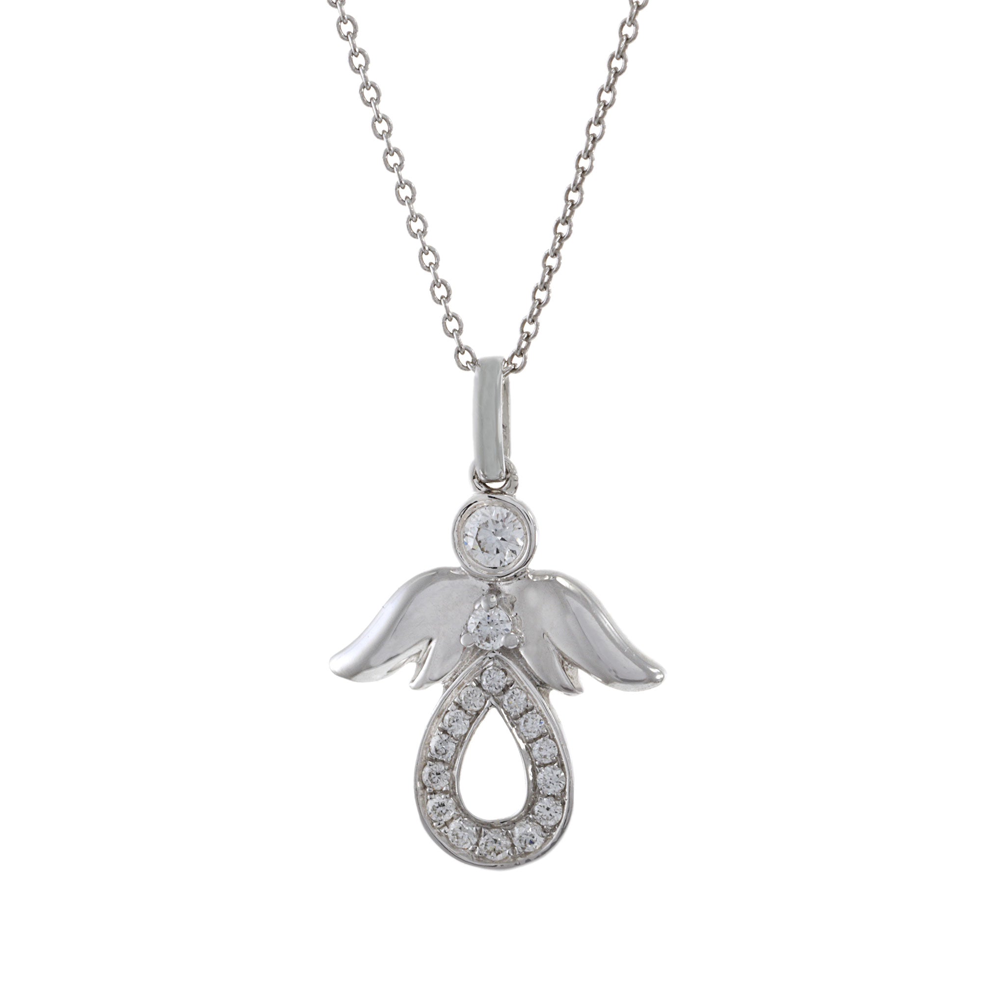 18KT White Gold Diamond Angel Pendant