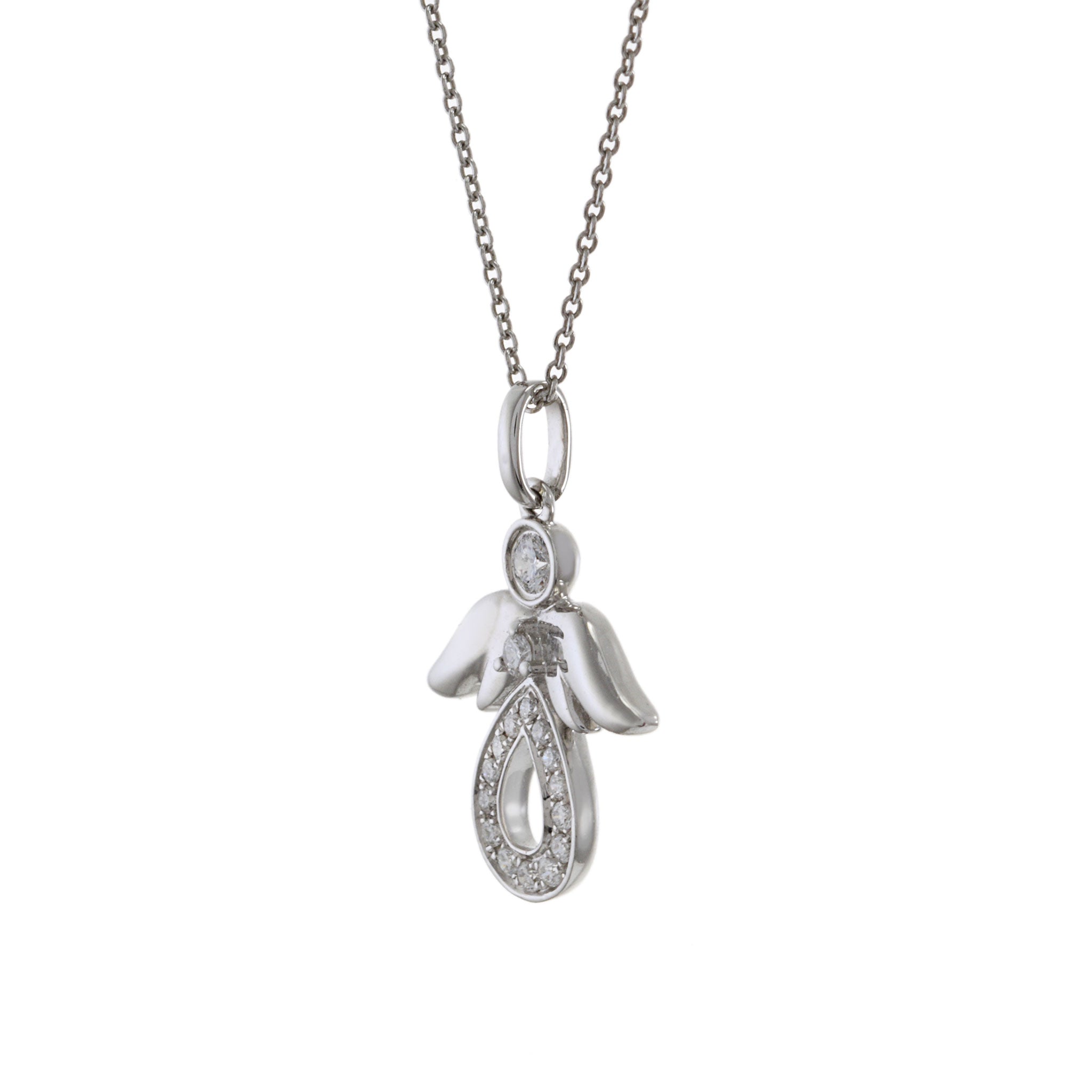 18KT White Gold Diamond Angel Pendant