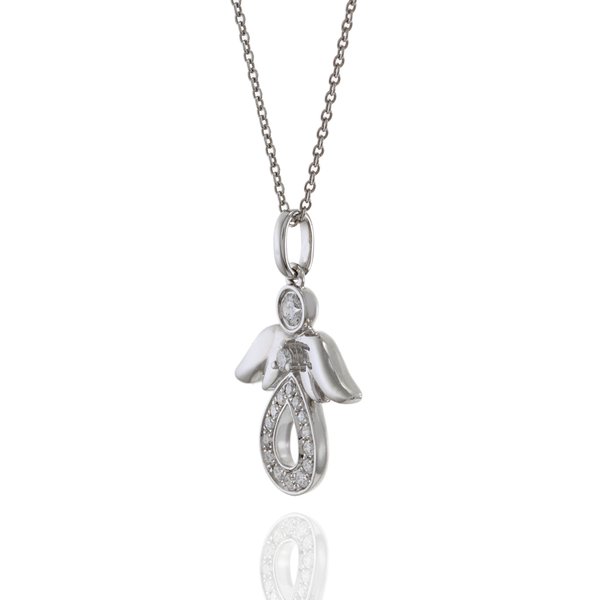 18KT White Gold Diamond Angel Pendant