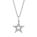 18KT White Gold Open Center Star Diamond Pendant