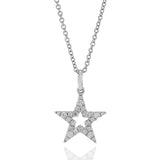 18KT White Gold Open Center Star Diamond Pendant