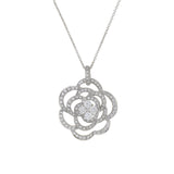 18KT White Gold Open Flower Diamond Pendant