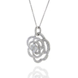 18KT White Gold Open Flower Diamond Pendant