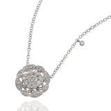 18KT White Gold Cluster Diamond Necklace