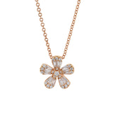 18KT Rose Gold Multi Cut Diamond Flower Necklace