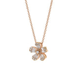 18KT Rose Gold Multi Cut Diamond Flower Necklace