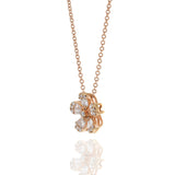 18KT Rose Gold Multi Cut Diamond Flower Necklace