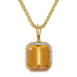 18KT Yellow Gold Large Citrine and Diamond Pendant Necklace