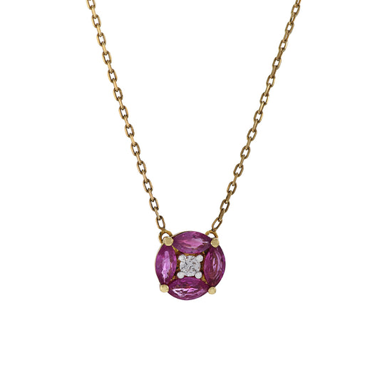 18KT Yellow Gold Ruby and Diamond Necklace