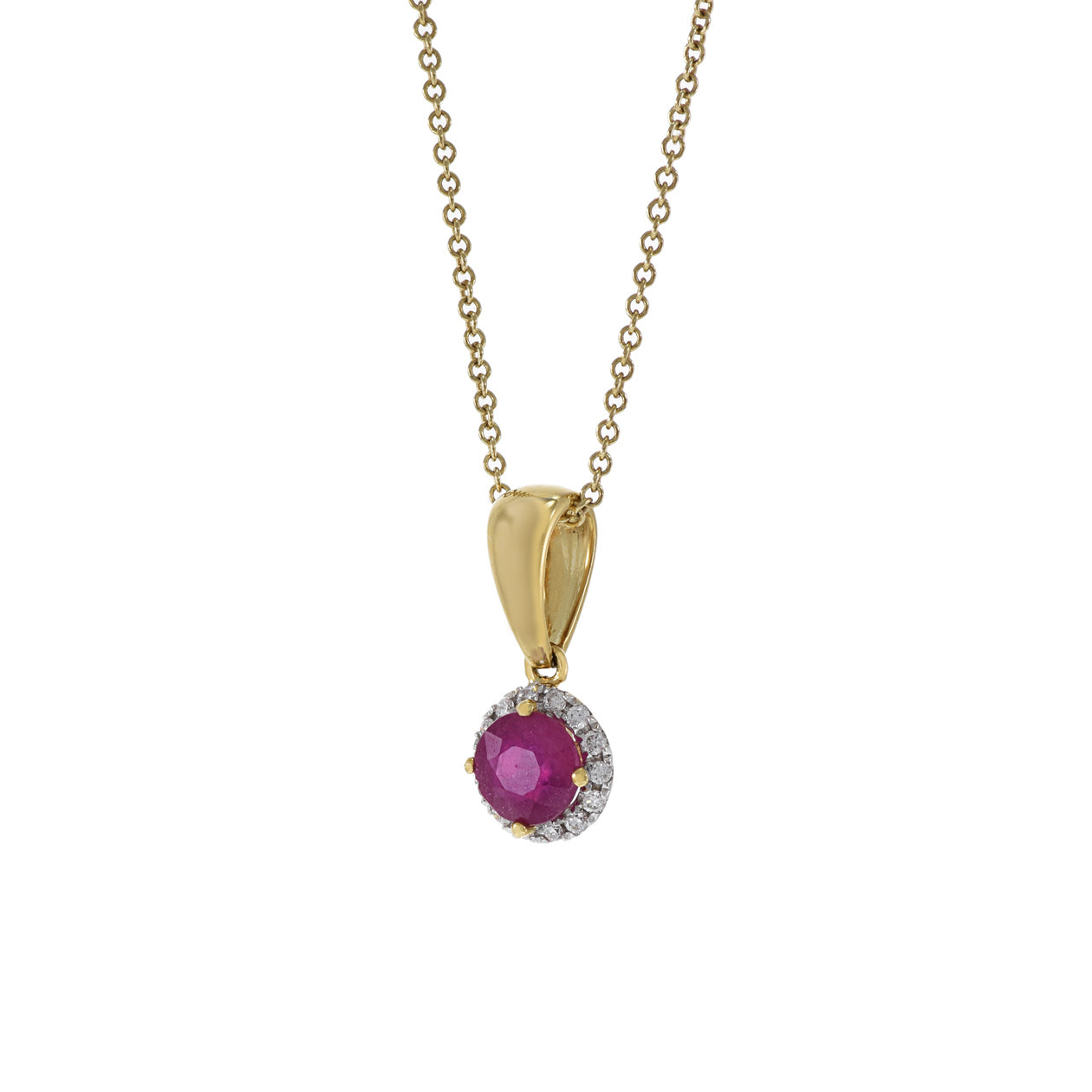 18KT Yellow Gold Ruby And Diamond Pendant