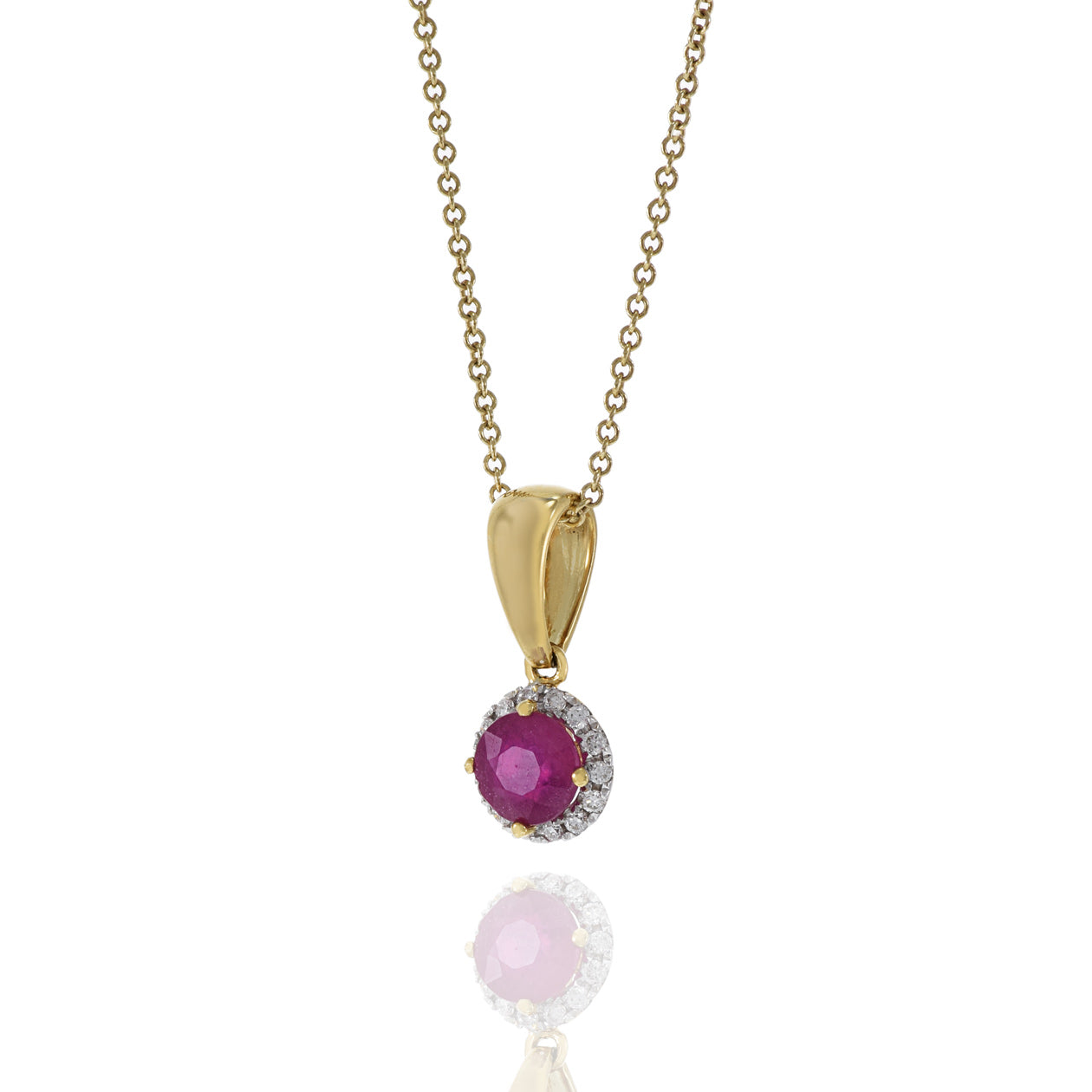 18KT Yellow Gold Ruby And Diamond Pendant