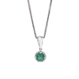 18KT White Gold Emerald and Diamond Pendant