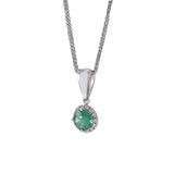 18KT White Gold Emerald and Diamond Pendant