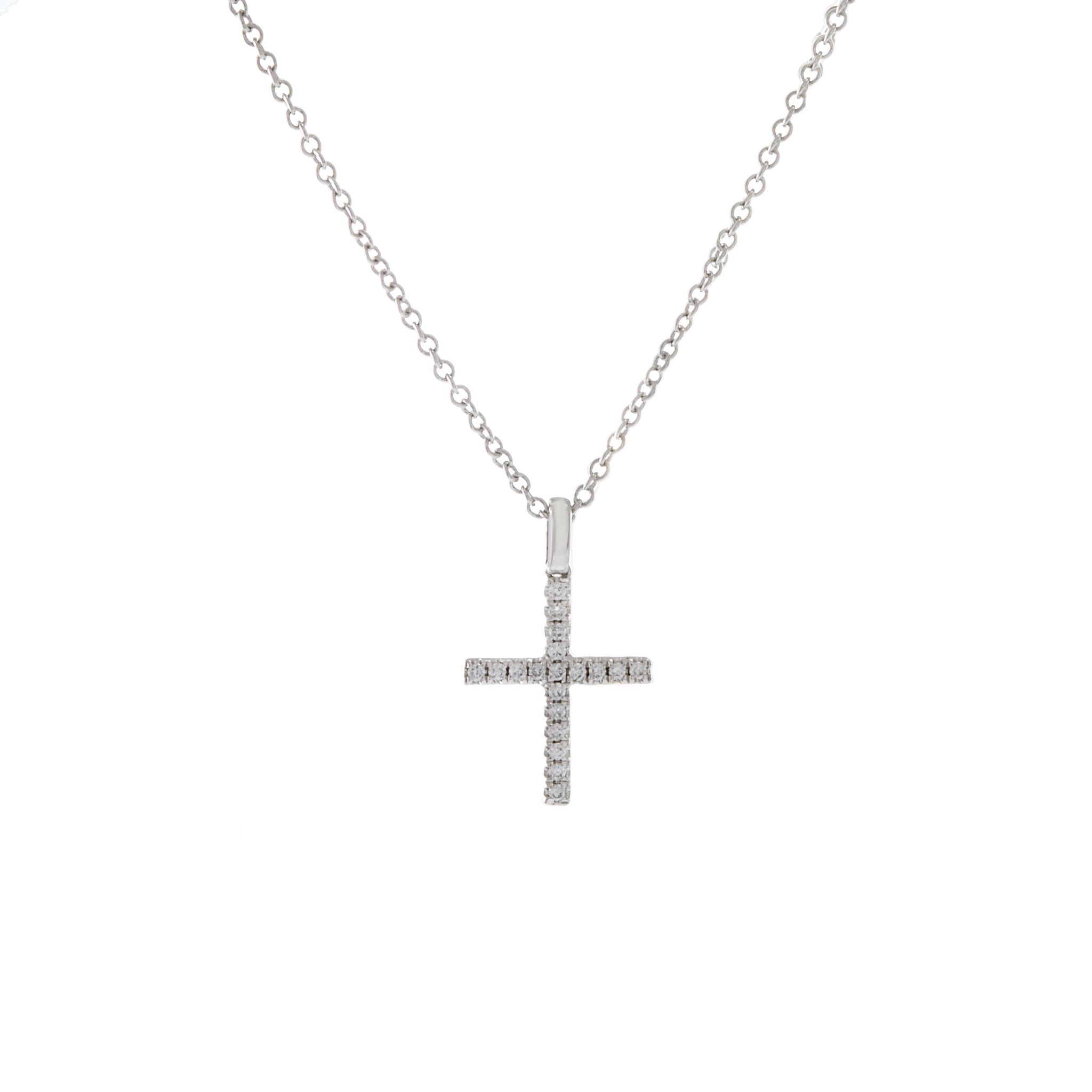 18KT White Gold Diamond Cross Pendant